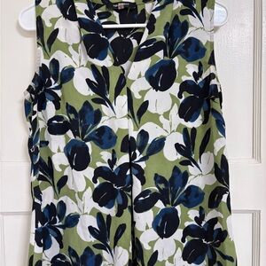 Nine West Green and Blue Floral Blouse